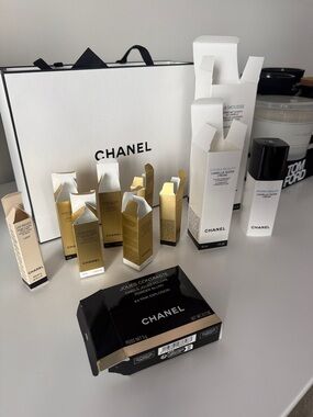 CHANEL White and Gold Skincare & Makeup Set